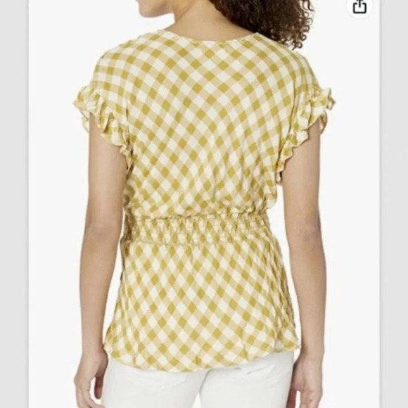 NWT Max Studio Women's Smocked Waist Flutter Sleeve Blouse SIZE LARGE - Picture 2 of 5